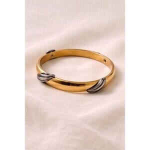 MONET TWO TONE SWIRL GOLD PLATED BANGLE BRACELET Vintage Jewelry